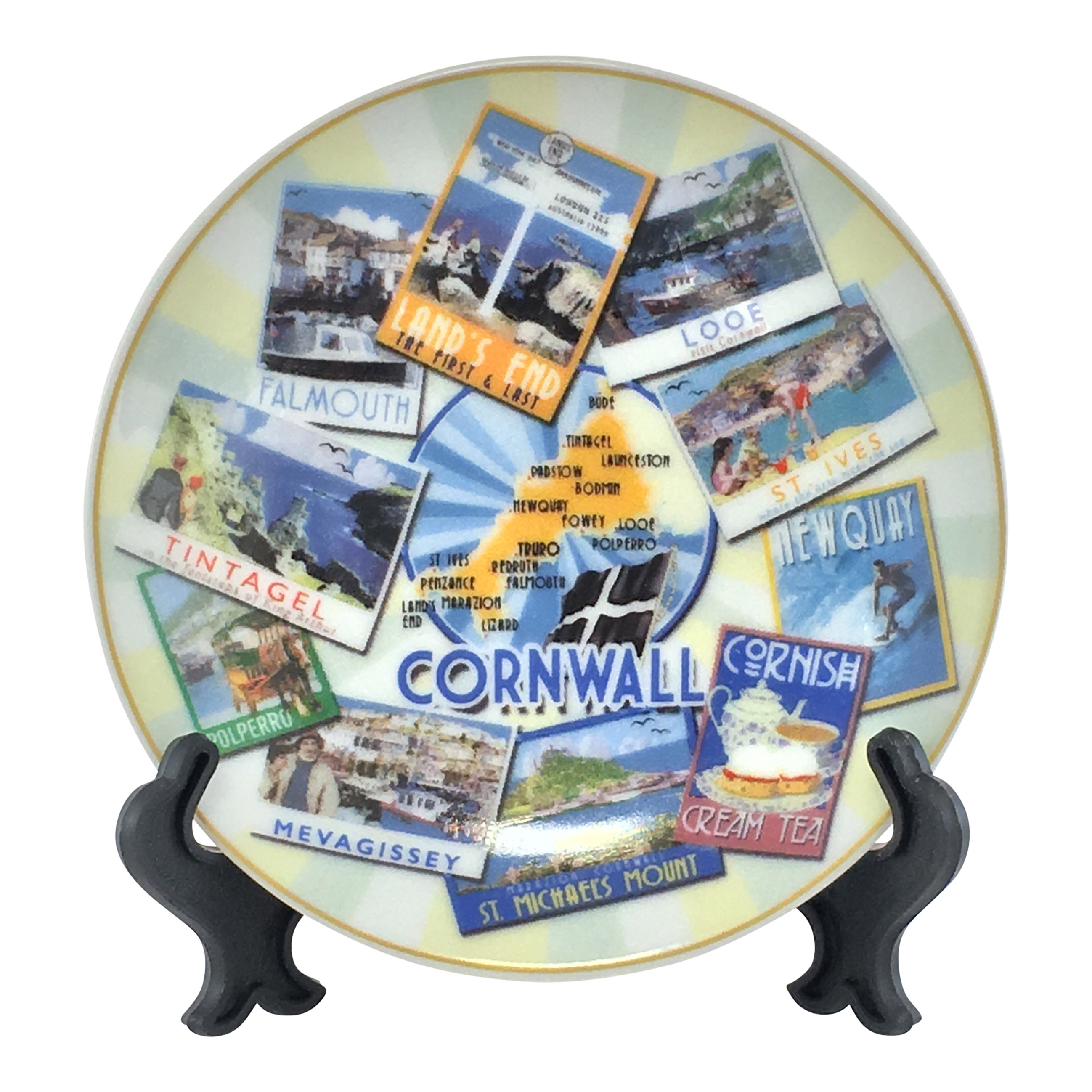 Cornwall Poster Scenes 4'' Plate with Stand