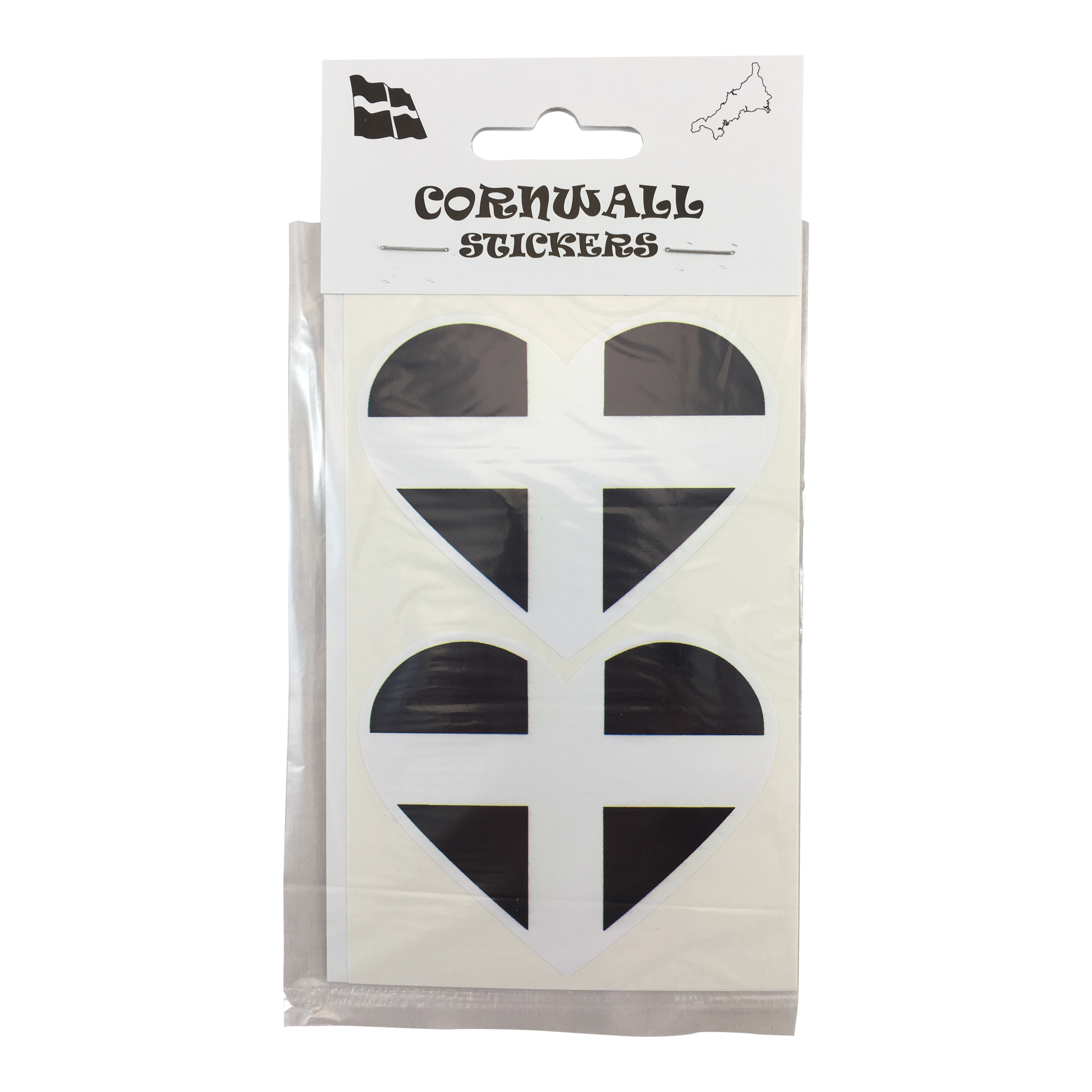 Cornwall flag heart stickers w no text