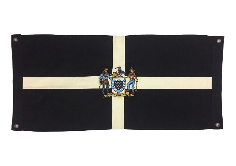 Cornwall Stitched Flag/Throw with Embroidered Crest 20''x40''