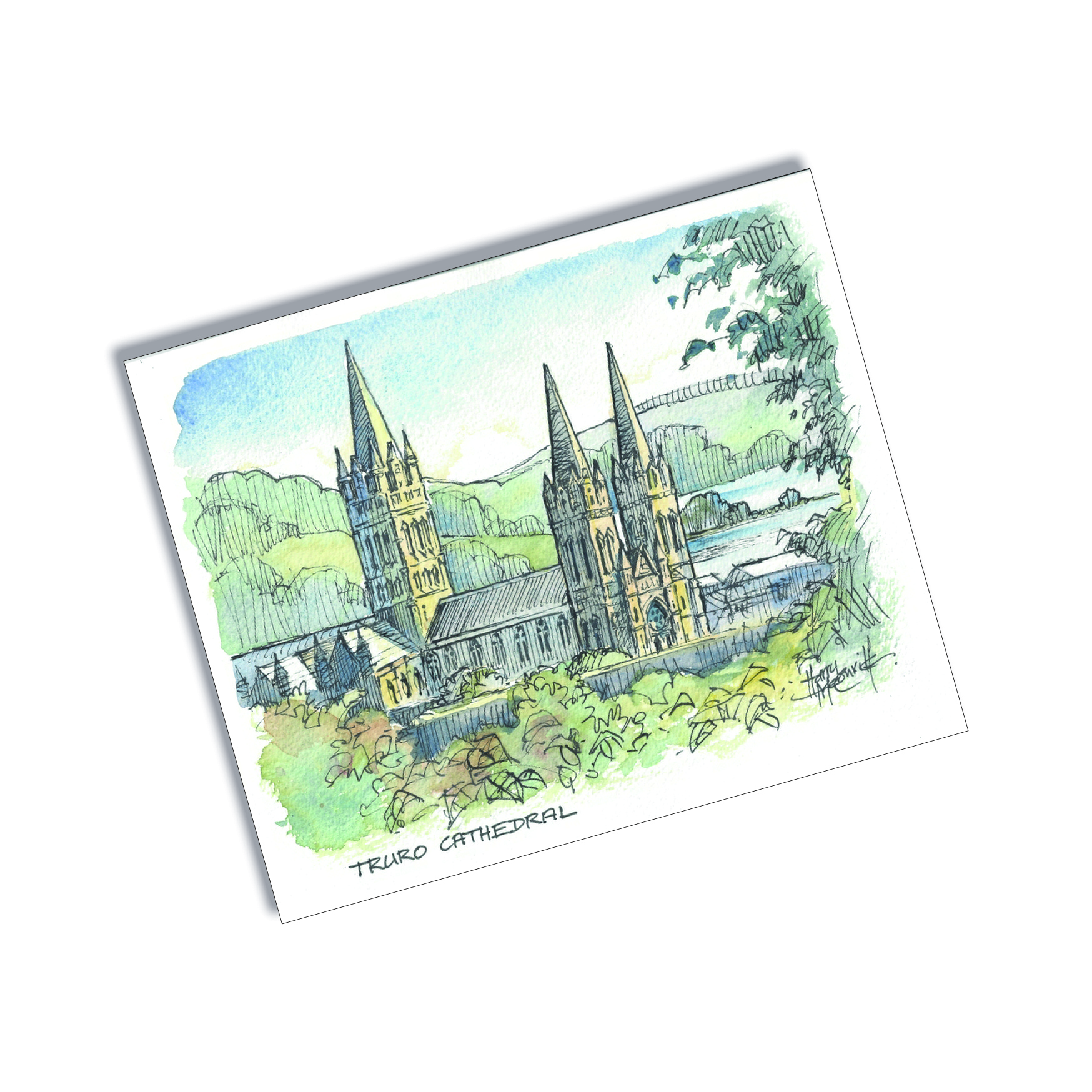 Tin Plate Magnet Truro Cathedral Watercolour