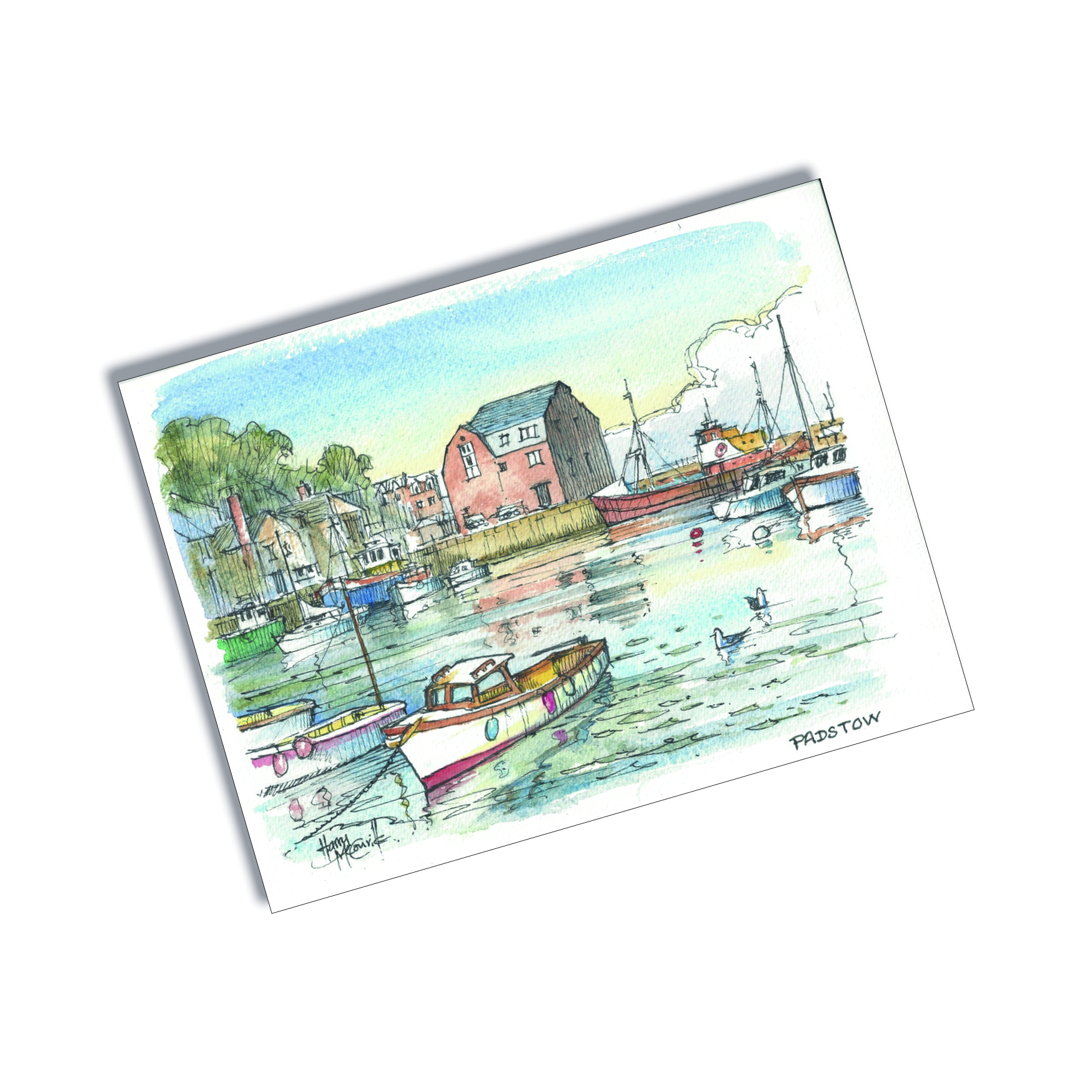 Tin Plate Magnet Padstow Watercolour