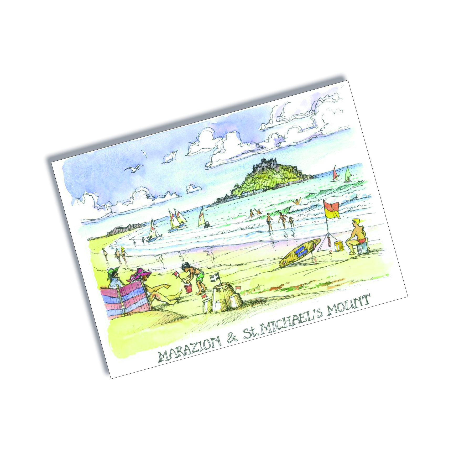Tin Plate Magnet Marazion and St Michael's Mount