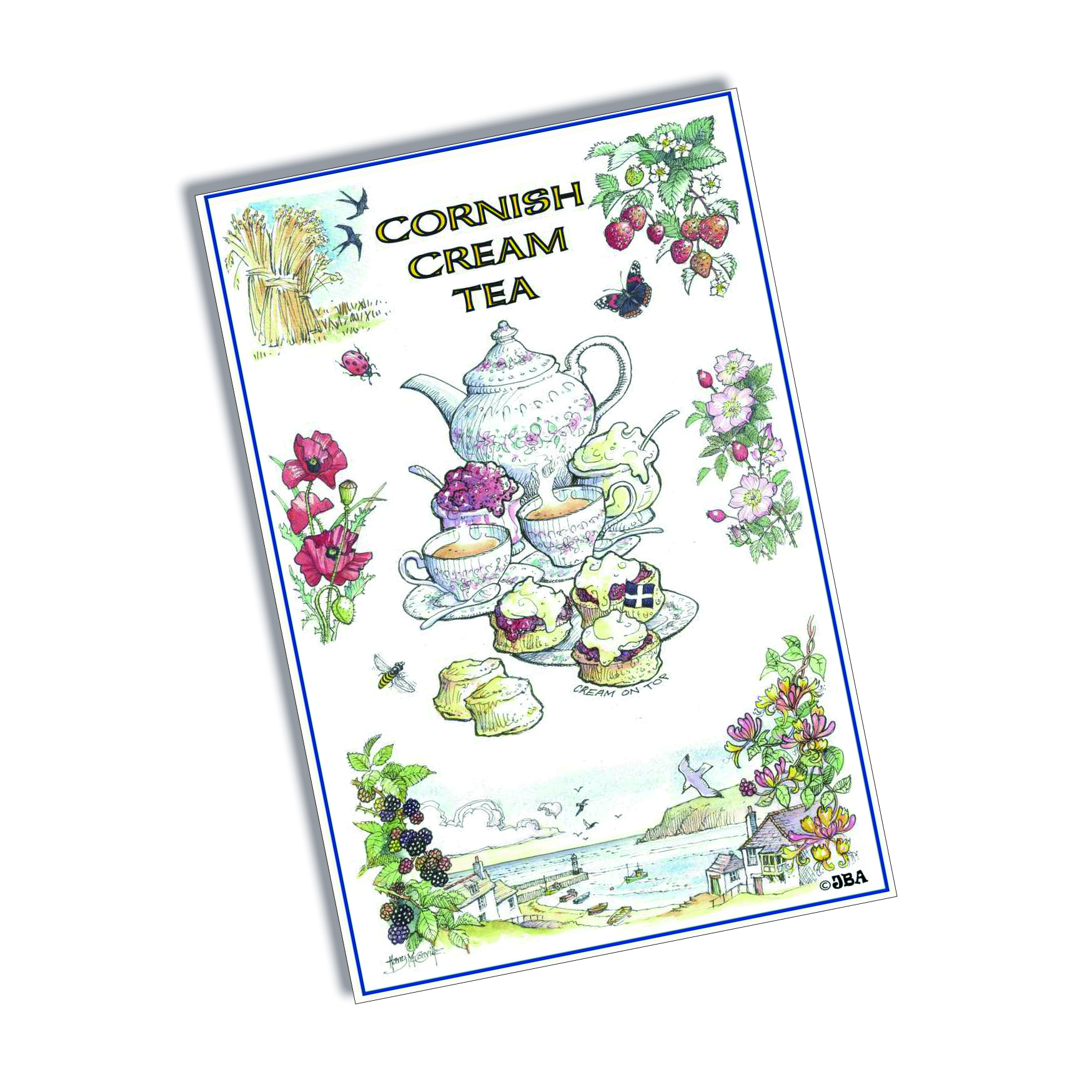 Tin Plate Magnet Cornish Cream Tea Watercolour