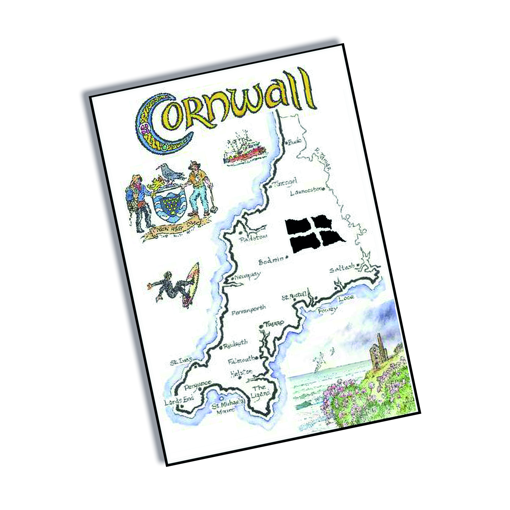 Tin Plate Magnet Cornwall Map