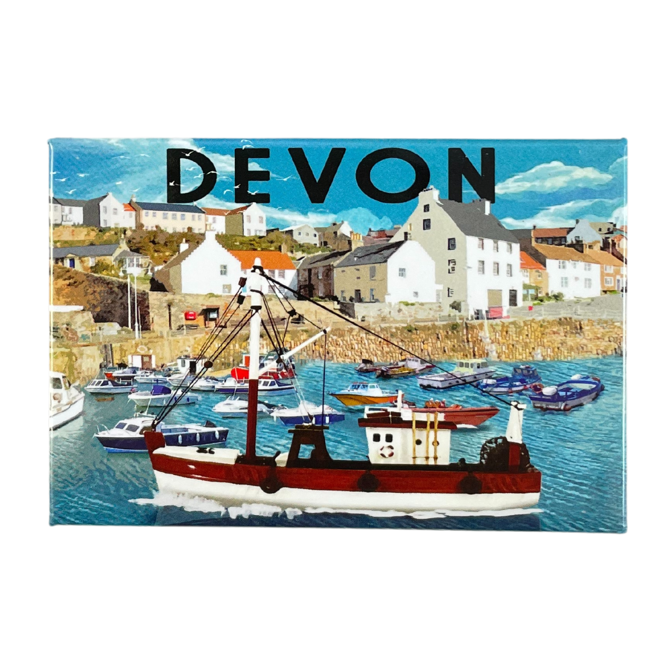 Devon Harbour Scene Tin Plate Magnet